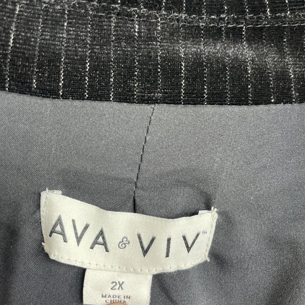 NEW Ava & Viv Women’s 2X Velvet Blazer Metallic Black Pinstripe h1801 - Picture 8 of 12